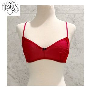 Only Hearts Red Velvet and Mesh Bralette Sz. Medium